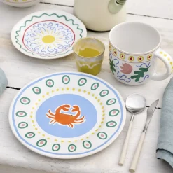 Hot Costa Nova Bliss Tallerken flad Blå/Koral/Rosa/Gr&oslash;n