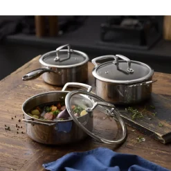 Outlet HOLM Hybrid 3ply Grydesæt m/låg 6 dele Silver metallic