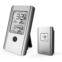 Outlet Plus termometre Inde & ude Trådløs vejrstation Aluminium