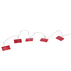 Discount Celebrate LED lyskæde m. 10 norske flag R&oslash;d/Blå