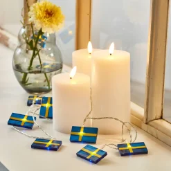 Best Celebrate LED lyskæde m. 10 svenske flag Blå/Gul