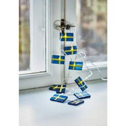 Best Celebrate LED lyskæde m. 10 svenske flag Blå/Gul