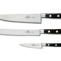 Hot Lion Sabatier International Licorne Knivsæt med brødkniv 3 dele Stål/Sort