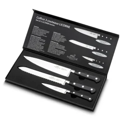 Hot Lion Sabatier International Licorne Knivsæt med brødkniv 3 dele Stål/Sort