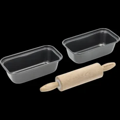 Blomsterbergs Mini-brødformsæt m. kagerulle 3 dele Antracitgrå