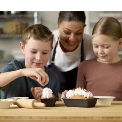 Blomsterbergs Mini-brødformsæt m. kagerulle 3 dele Antracitgrå