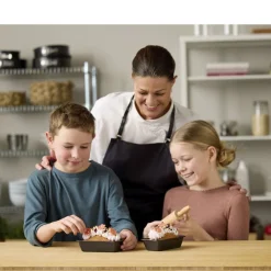 Blomsterbergs Mini-brødformsæt m. kagerulle 3 dele Antracitgrå