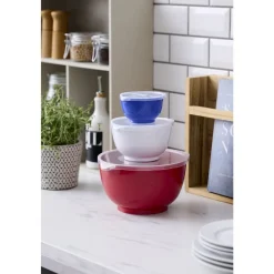 Discount Rosti NEW Margrethe Røreskålesæt 6 dele 6 dele R&oslash;d/Hvid/Blå