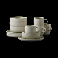 New Studio Round North Brunchsæt 12 dele Matte white/Shiny moss