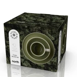 New Studio Round North Brunchsæt 12 dele Matte white/Shiny moss