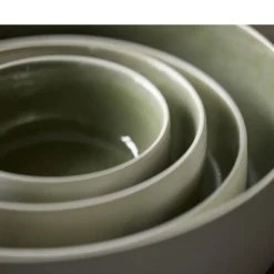 Online Studio Round North Skål Matte white/Shiny moss