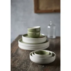 Online Studio Round North Skål Matte white/Shiny moss