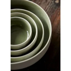 Online Studio Round North Skål Matte white/Shiny moss