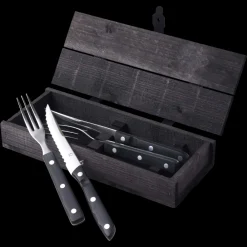 Hot Gense Old Farmer Black Steakbestik/grillbestik 4 dele Sort/Stål