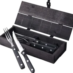 Hot Gense Old Farmer Black Steakbestik/grillbestik 4 dele Sort/Stål