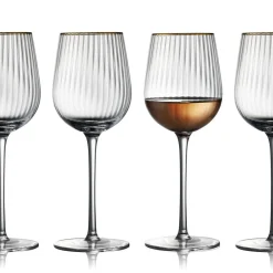 Sale Lyngby Glas Palermo Gold Hvidvinsglas 4 stk. Klar