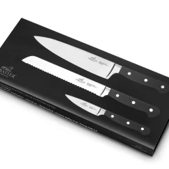 New Lion Sabatier International Pluton Knivsæt 3 dele Stål/Sort