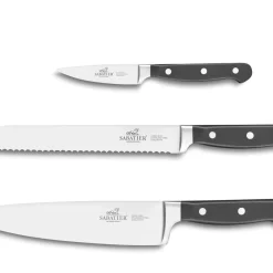New Lion Sabatier International Pluton Knivsæt 3 dele Stål/Sort