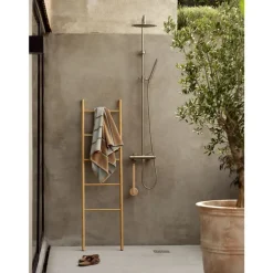 Outlet Zone Denmark Sauna Badehåndklæde Camel/Ice Blue/Olive Green