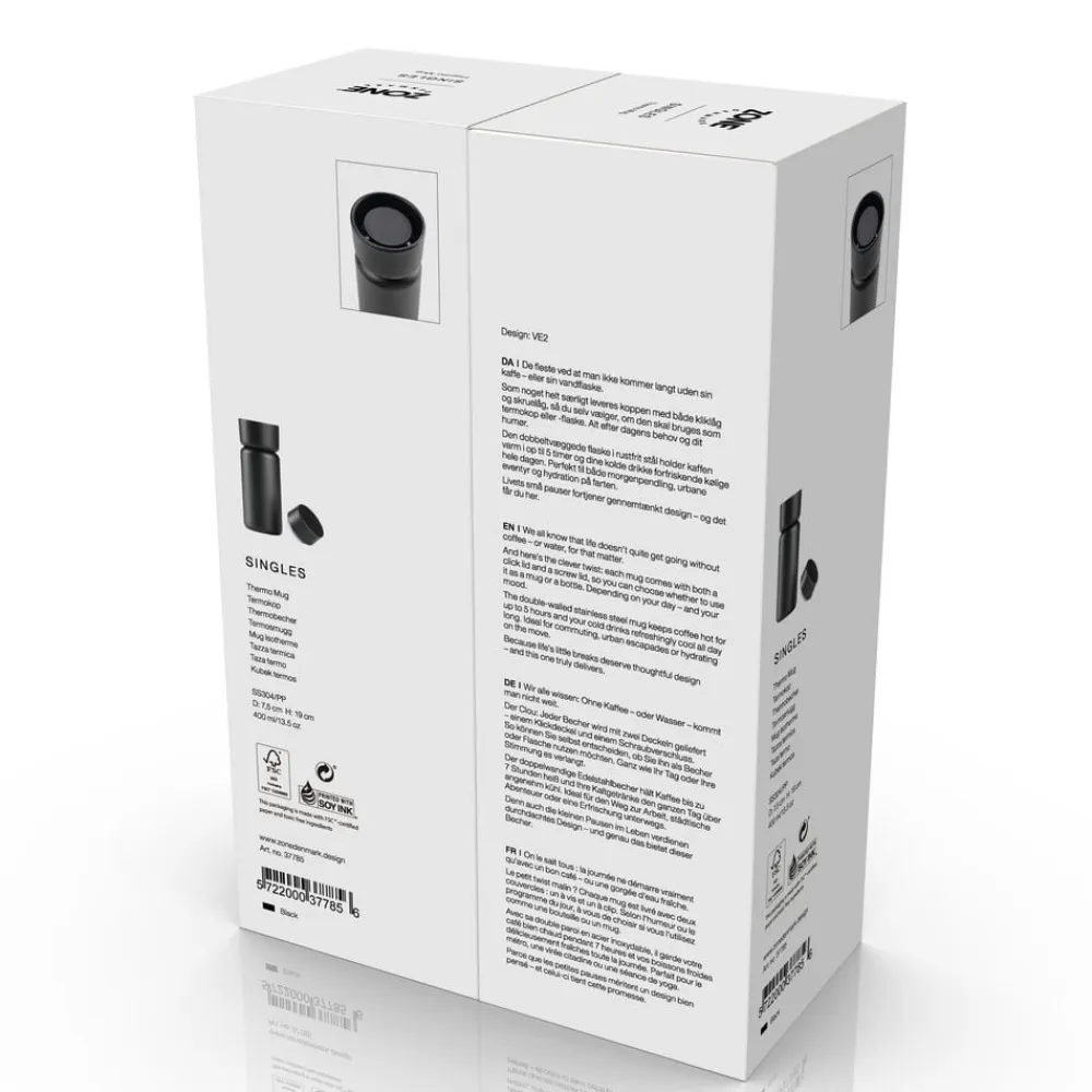 New Zone Denmark Singles Termokop med to låg Black