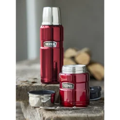 Thermos Stainless King Madtermoflaske M&oslash;rk r&oslash;d