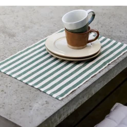 Clearance Södahl Statement Stripe Dækkeserviet 2 stk. Green