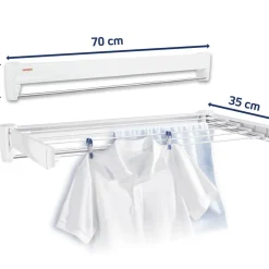 Hot Leifheit Telegant 36 Protect Plus Vægmonteret tørrestativ Hvid