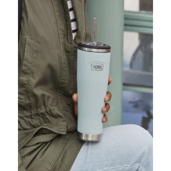 Hot Thermos Termokrus med sugerør Lyseblå